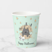 キャットインパンプキンスカルキャンディーコーンキッズハロウィーン 紙コップ (裏面)