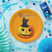 キャットインパンプキンハロウィーンプレート ペーパープレート (パーティー)