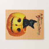 キャットインパンプキンハロウィーン子供のパズル ジグソーパズル (横)