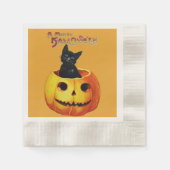 キャットインパンプキン紙ナプキンス 縁ありカクテルナプキン (正面)