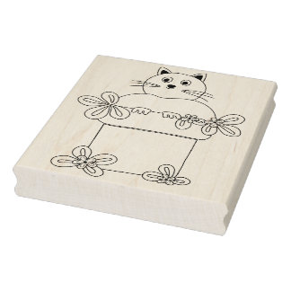 キャットインフラワーポット ラバースタンプ