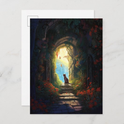 キャットインマジカル路地ファンタジーアート ポストカード (正面/裏面)
