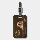 キャットインヴィンテージスーツケース荷物タグ ラゲッジタグ (正面縦)