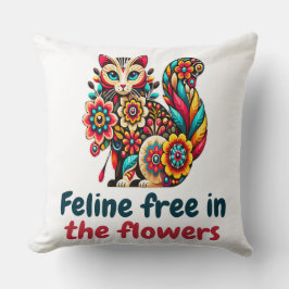 キャットイン素晴らしワイルドフラワーズコテージコアエステティック クッション