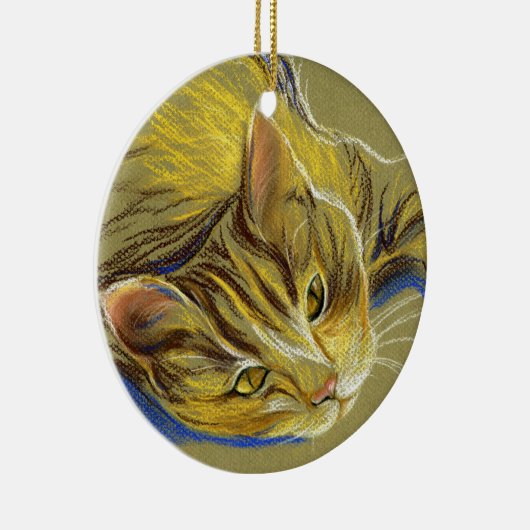 キャットウィズ金ゴールドアイズパステルスケッチ セラミックオーナメント (右)