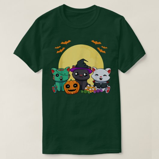 キャットウィッチゾンビヴァンパイアレイジーハロウィーンコスチュームCu Tシャツ (デザイン正面)