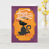 キャットウィッチハッピーハローウィン カード (黄色い花)
