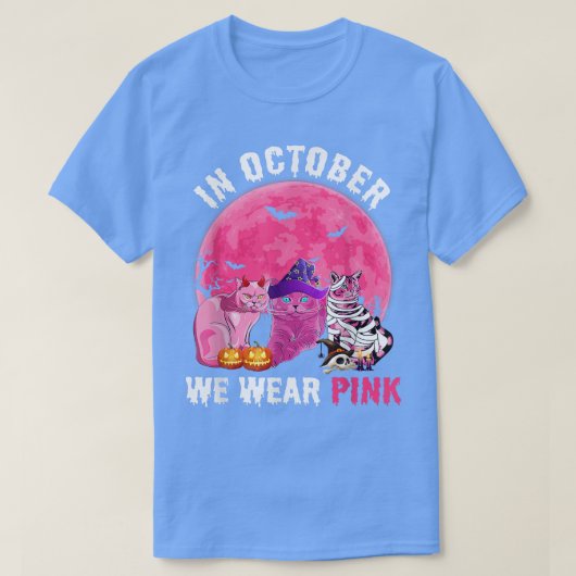 キャットウィッチハロウィーン10月We衣服ピンクブレスト Tシャツ (デザイン正面)