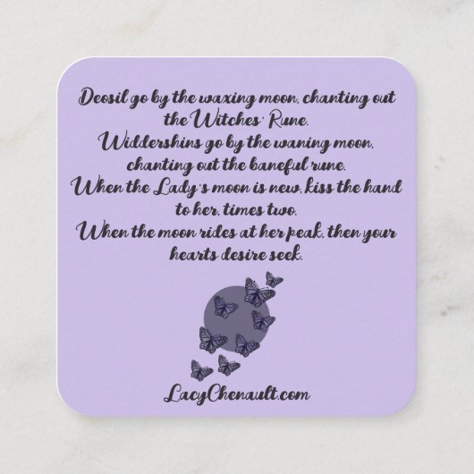 キャットウィッチムーン女神ウィッカ信者キャットパーソン エンクロージャーカード (裏面)