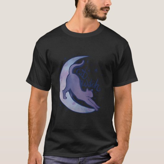 キャットウィッチムーン子猫紫の月世界の子 Tシャツ (正面)