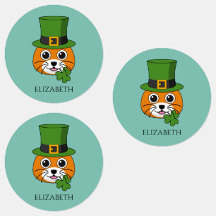 キャットウィハットとシャムロックSt patricks カスタマイズ ラベル