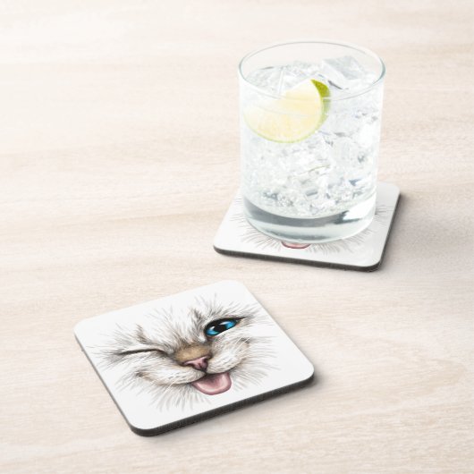 キャットウィンクブルーアイコースター | Cat Corkコースターセット コースター (右側)