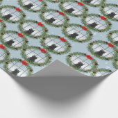 キャットウォッチングバーズクリスマスリース ラッピングペーパー (角)