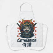 キャットウォリアサムライ日本のー甲冑をつけた激しい猫 エプロン (正面)