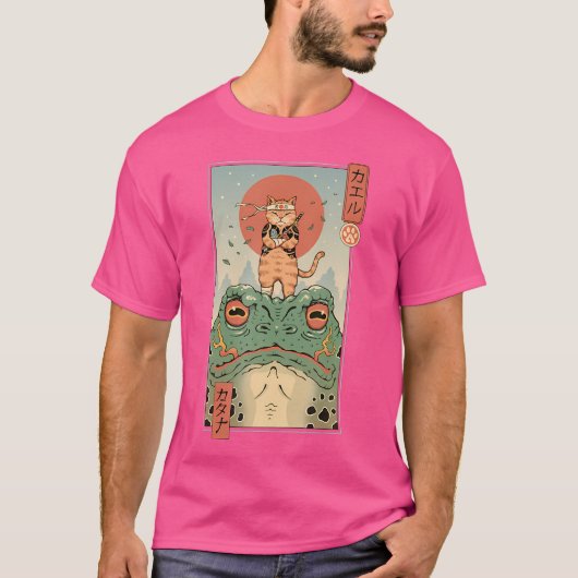 キャットウォリアーと大きなカエル Tシャツ (正面)