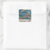 キャットウォリアービーチバレーボールアートステッカー スクエアシール (バッグ)