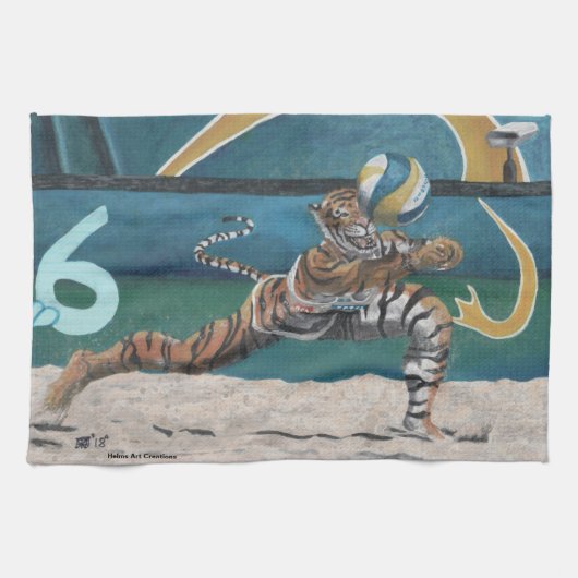 キャットウォリア遊ーのビーチバレーボールタオル キッチンタオル (横)