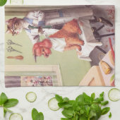 キャットウォーク: 理容師のブルドッグ-ふきん キッチンタオル (折り畳み)