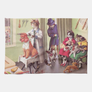 キャットウォーク: 理容師のブルドッグ-ふきん キッチンタオル