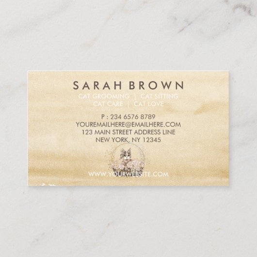 キャットウォーターカラーボホシック素朴 名刺 (裏面)