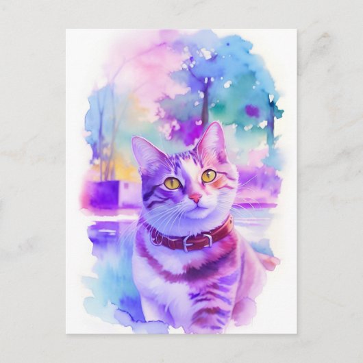 キャットウォーターカラーポートレート1 シーズンポストカード (正面)