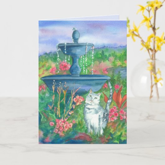 キャットウォーター絵を描カラーハッピーバースデー カード (黄色い花)