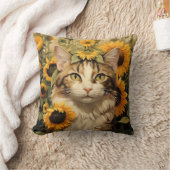 キャットウォーター色ひまわり絵画フローラ クッション (ブランケット)
