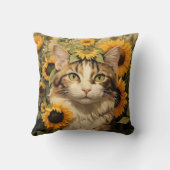 キャットウォーター色ひまわり絵画フローラ クッション (裏面)