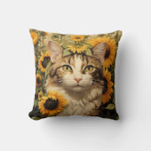 キャットウォーター色ひまわり絵画フローラ クッション (正面)