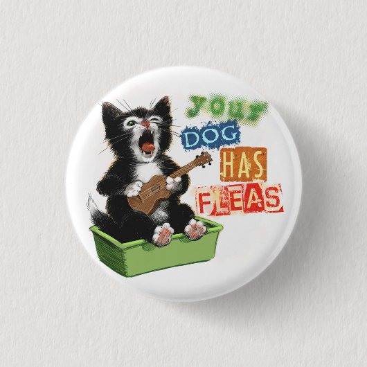 キャットウクレールボタン 缶バッジ (正面)