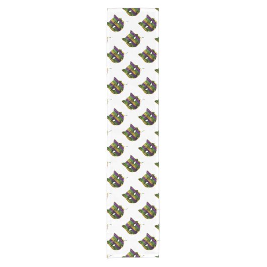 キャットウーマンの謝肉祭のマスク ショートテーブルランナー (正面)