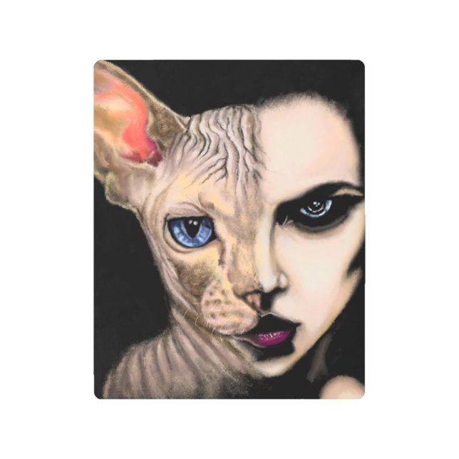 キャットウーマン – 顔メタルアート絵画-'s メタルプリント (正面)