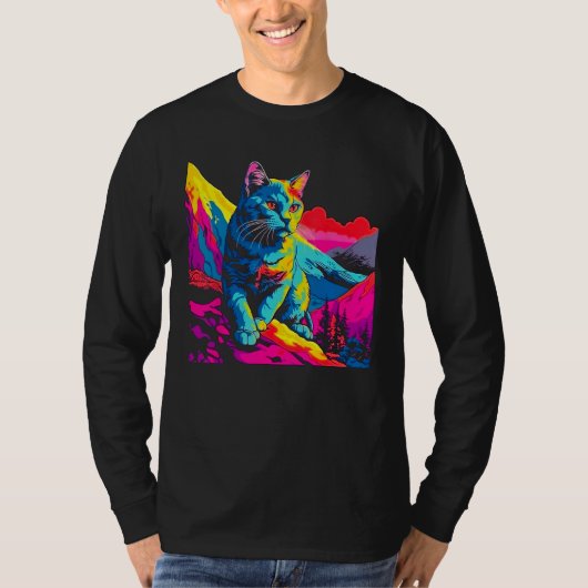 キャットエクスプローラーポップアート Tシャツ (正面)