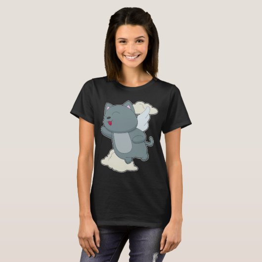 キャットエンジェルウィングクラウド Tシャツ (正面フル)