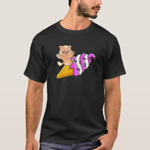 キャットオンアイスクリームコーンキャットサマーバケーション Tシャツ