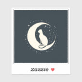 キャットオンクレセントムーンデザイン シール (シート)