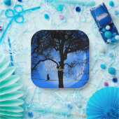 キャットオンザワイヤーブルームーンハッピーバースデー ペーパープレート (パーティー)