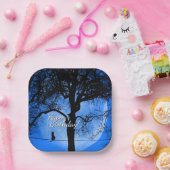 キャットオンザワイヤーブルームーンハッピーバースデー ペーパープレート (パーティー)