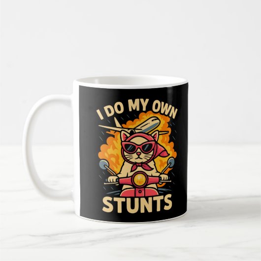 キャットオンスクーター私は自分のスタント コーヒーマグカップ (左)