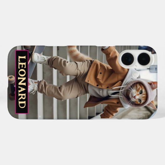 キャットオンスケートボード素晴らしいフェラインエクストリームスポーツギフト Case-Mate iPhoneケース (裏面 (横))