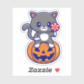 キャットオンパンプキンステッカー シール (シート)