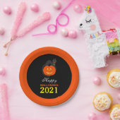 キャットオンパンプキンハッピーハローウィン ペーパープレート (パーティー)