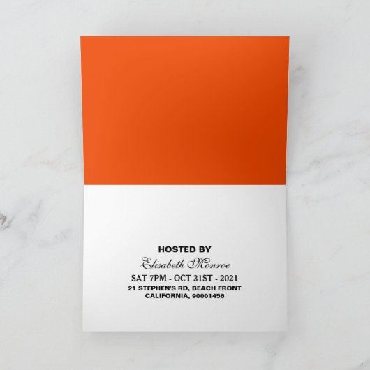 キャットオンパンプキンハロウィーンドファンシーレスパーティー招待状 サンキューカード (内部)