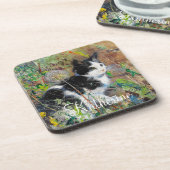 キャットオンフラワーベッド コースター (左側)