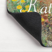 キャットオンフラワーベッド マウスパッド (コーナー)