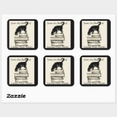 キャットオンブックススクエア蔵書票 スクエアシール (シート)