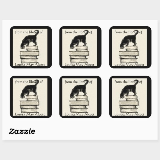 キャットオンブックススクエア蔵書票 スクエアシール (シート)