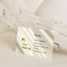 キャットオンホワイトサテン名刺 名刺