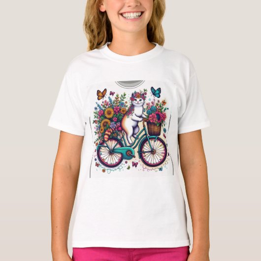 キャットオン自転車デザインTシャツ Tシャツ (正面)