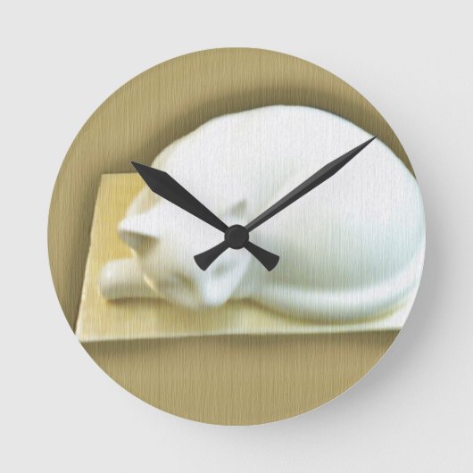 キャットオン金ゴールドボックスII ラウンド壁時計 (正面)